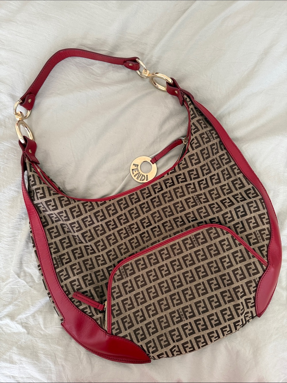 Fendi hobo canvas shoulder bag